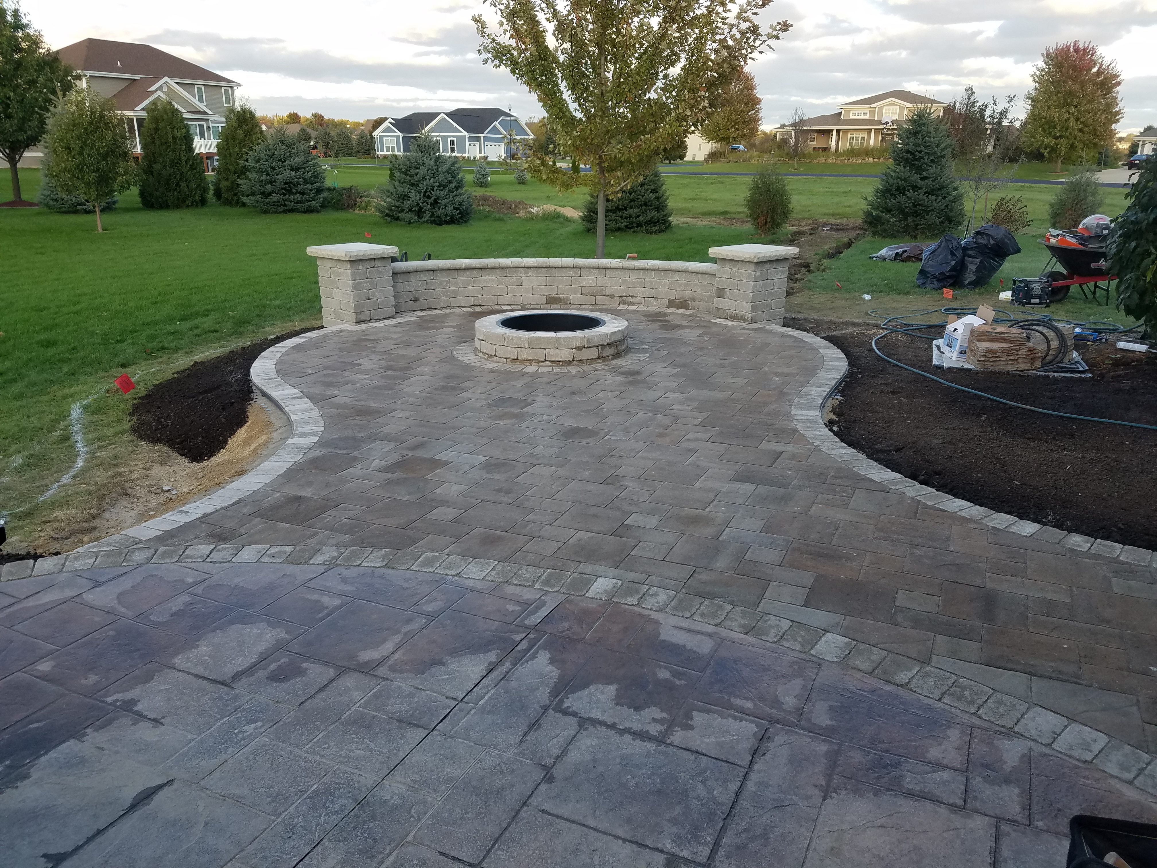 Brick patio and fire pit